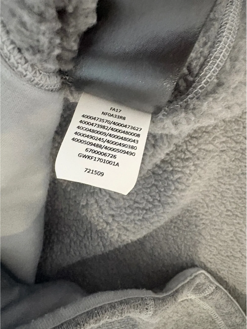 The North Face Men’s Large Gray Sweater Fleece Full Zip Vest Sherpa Lined